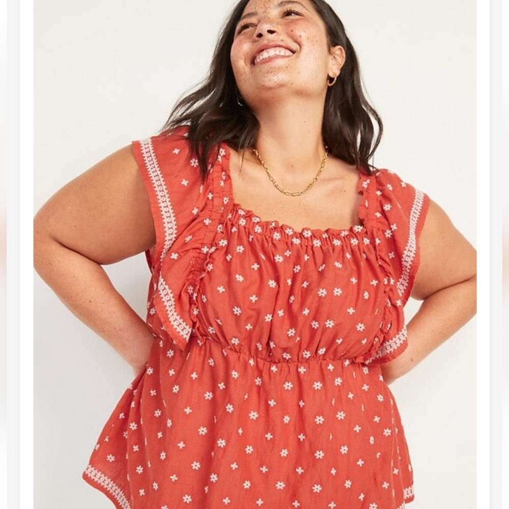 Boho ruffle embroidered Old Navy sleeveless top cottage core ruffles cute - Picture 11 of 12